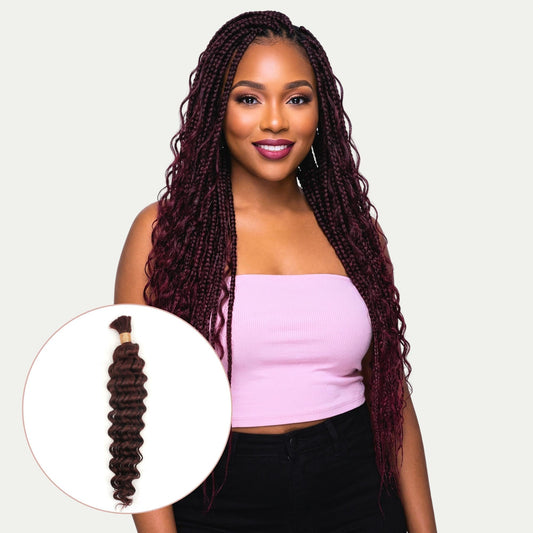 Burgundy Deep Wave Color 99J Bulk 100% Human Braiding Hair