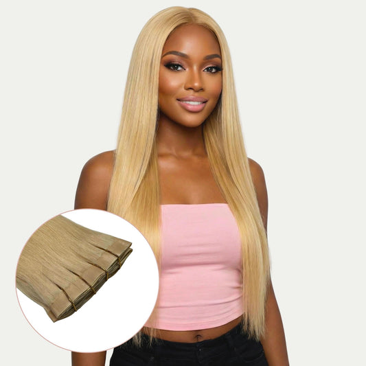 Raw Blonde Straight Seamless Clip-In 100% Human Hair Extensions